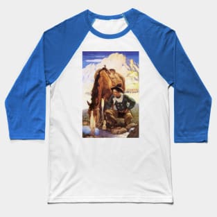 Cowboy Watering His Horse by NC Wyeth Baseball T-Shirt